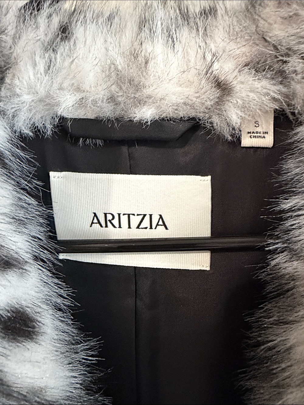 Aritzia Black & White Faux Fur Leopard Coat - Picture 3 of 3